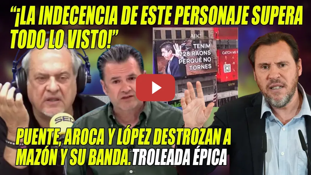 Embedded thumbnail for Óscar Puente, Aroca y López DESTROZAN a Mazón y su BANDA🔥TROLEADA en TIME SQUARE x su INDECENTE FUGA