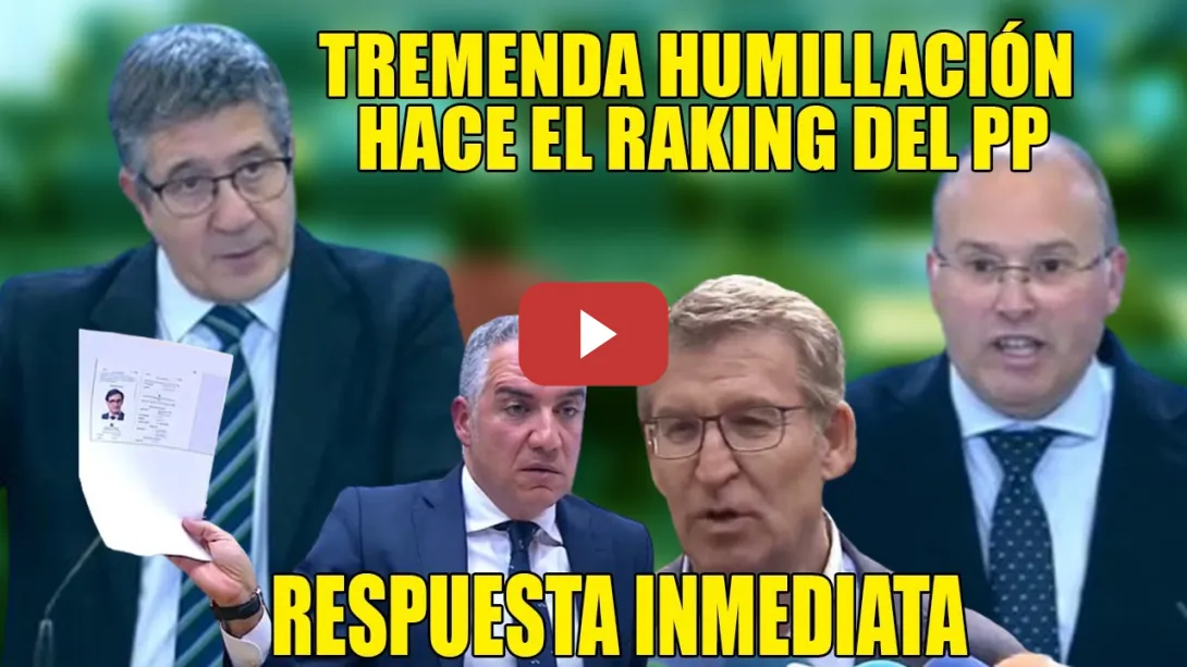 Embedded thumbnail for 💥COLOSAL💥 Patxi López HUMILLA a Tellado, Feijóo y Bendodo con el RANKING de PREOCUPACIONES del PP