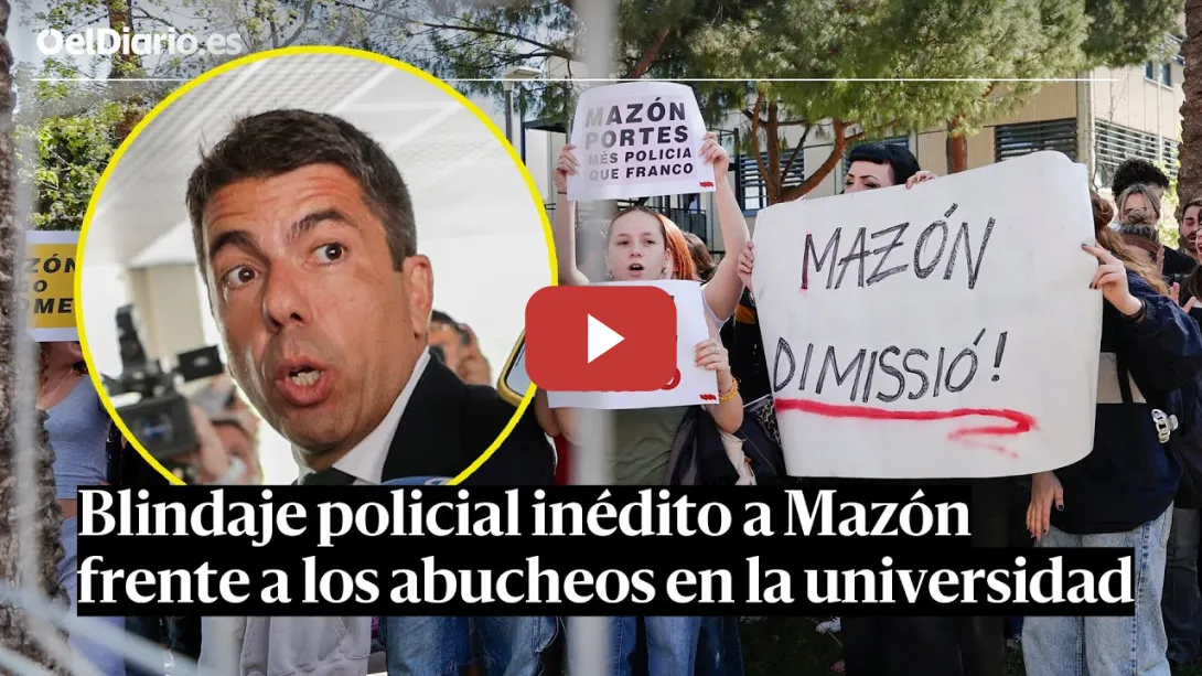 Embedded thumbnail for BLINDAJE policial INÉDITO a MAZÓN frente a los ABUCHEOS en la universidad