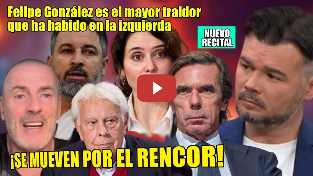 Embedded thumbnail for PARA ENMARCAR👏Rufián NO DEJA un FACHA en PIE y DA CERA a DESOKUPA, Aznar, González, Ayuso y Abascal