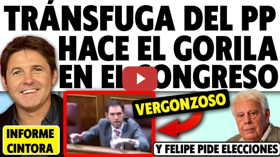Embedded thumbnail for BOCHORNOSO: DIPUTADO DEL PP HACE EL GORILA EN EL CONGRESO. MIENTRAS, FELIPE GONZÁLEZ PIDE ELECCIONES