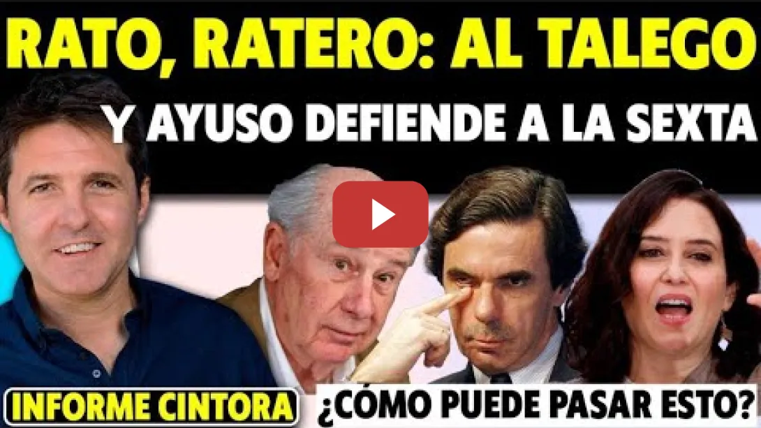 Embedded thumbnail for ¡VAYA! AYUSO DEFIENDE A LA SEXTA. RATO MÍNIMA CONDENA. EL REY Y LA CLÍNICA ANTI ENVEJECIMIENTO Y MÁS