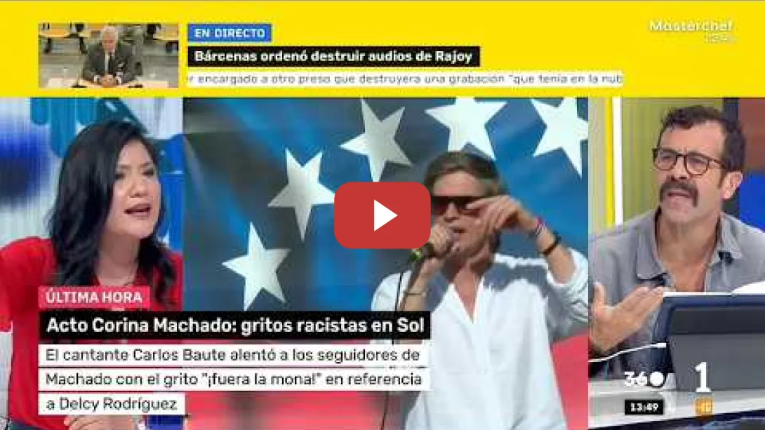 Embedded thumbnail for Laura Arroyo destroza a Carlos Baute y a María Corina por los cánticos racistas