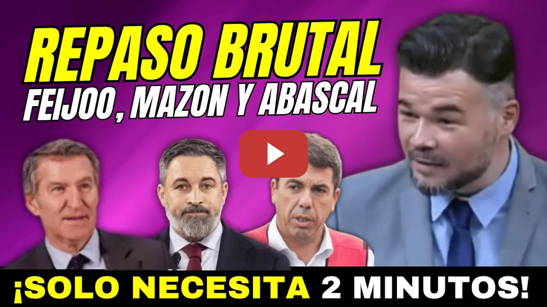 Embedded thumbnail for GABRIEL RUFIÁN SOLO NECESITA 2 MIN PARA FUNDIR A MAZÓN, FEIJÓO Y A ABASCAL