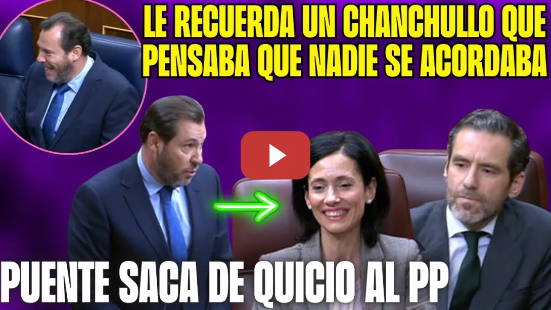 Embedded thumbnail for Óscar Puente ARRUINA la PREGUNTA de una diputada del PP al REVELAR un ESCÁNDALO ¡¡SÉMPER LLORA!!