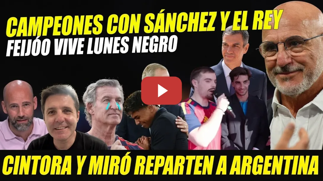 Embedded thumbnail for FEIJÓO RABIA: LA SELECCIÓN ESPAÑOLA EN MONCLOA CON SÁNCHEZ, Y CON EL REY EN ZARZUELA. IBAI LLANOS