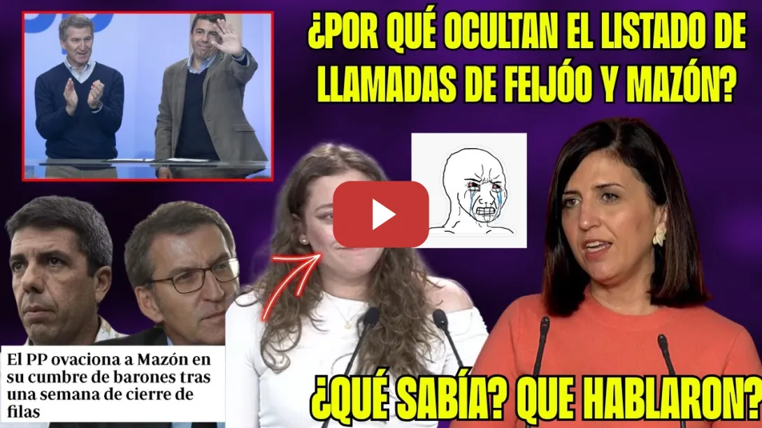 Embedded thumbnail for ¡MUÑOZ CAZADA! MAZÓN OCULTÓ LLAMADAS con PRADAS 1 MINUTO ANTES de ALERTA. PEÑA DEJA PÁLIDO a FEIJÓO!