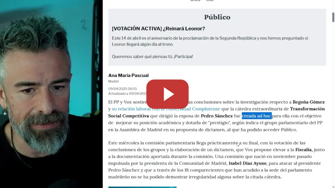 Embedded thumbnail for BEGOÑA, ÁBALOS, asociaciones FACHISTAS, Pablo IGLESIAS (uffff, a lot of cozas)