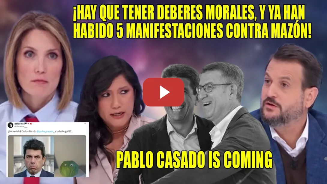 Embedded thumbnail for ¡La CABEZA de Mazón ESTÁ RODANDO!💥Intxuarrondo, Laura Arroyo y la MANIOBRA de Pablo Casado de NUEVO