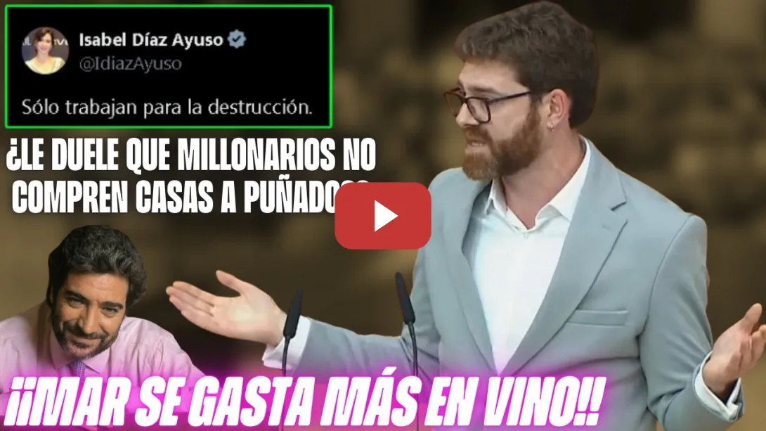 Embedded thumbnail for &quot;MAR se GASTA MÁS en VINO que MADRID en VIVIENDA&quot; ⚡ Moruno ACHICHARRA al PP de AYUSO
