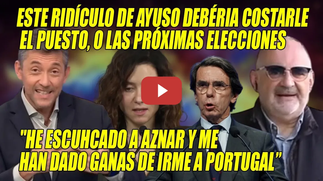 Embedded thumbnail for ZAMBOMBAZO y MOFAS de Losada y Ruiz a Aznar y Ayuso🔥No me gustaría estar a su LADO en un NAUFRAGIO