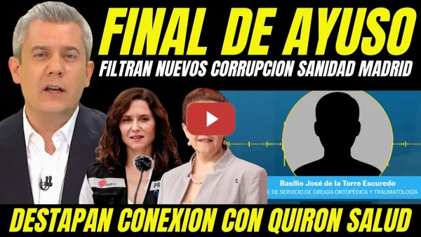 Embedded thumbnail for FILTRAN NUEVOS AUDIOS CORRUPCIÓN AYUSO "DESTAPAN RELACIÓN SECRETA CONSEJERA DE SANIDAD CON QUIRÓN"
