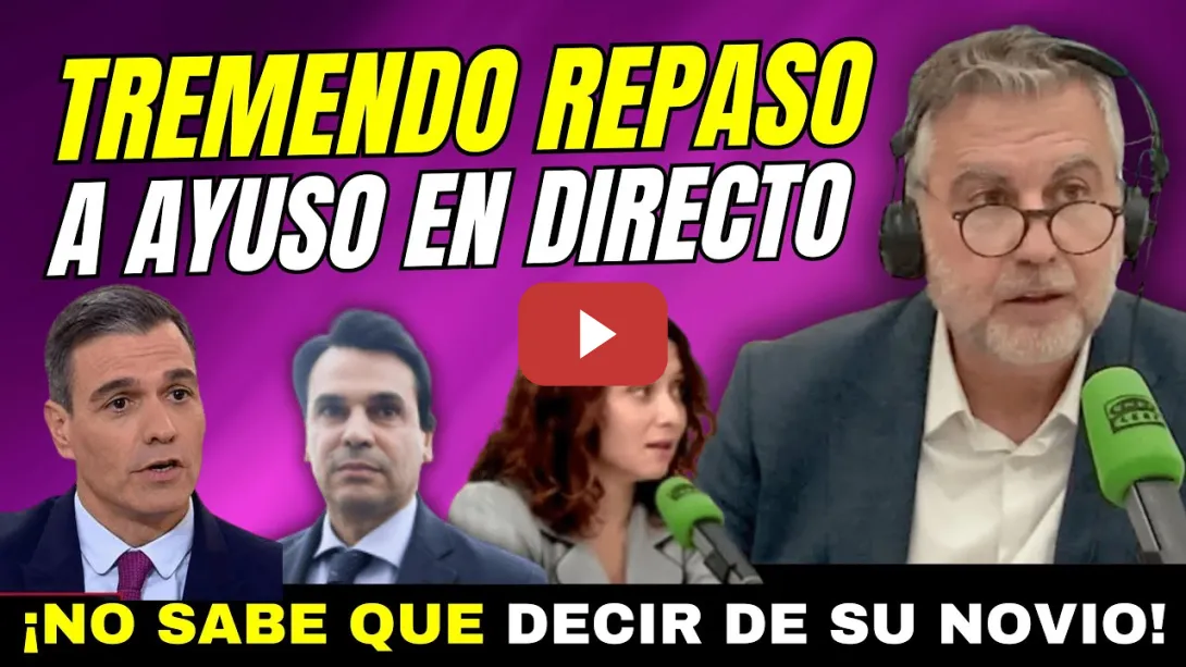Embedded thumbnail for CARLOS ALSINA DESTROZA A AYUSO EN DIRECTO - NOVIO DEFRAUDADOR CONFESO (ALBERTO QUIRÓN)