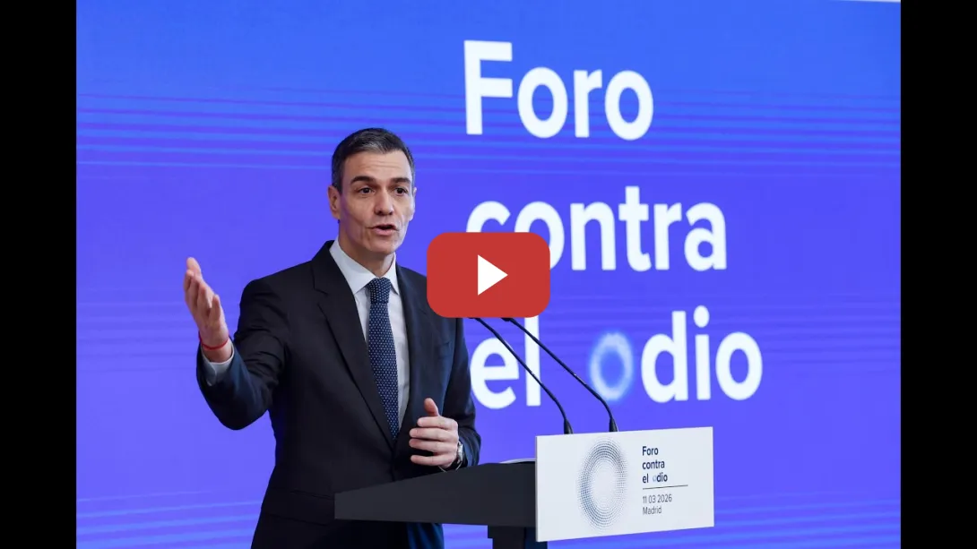 Embedded thumbnail for Pedro Sánchez anuncia el lanzamiento de "Hodio", una herramienta para rastrear el odio en redes