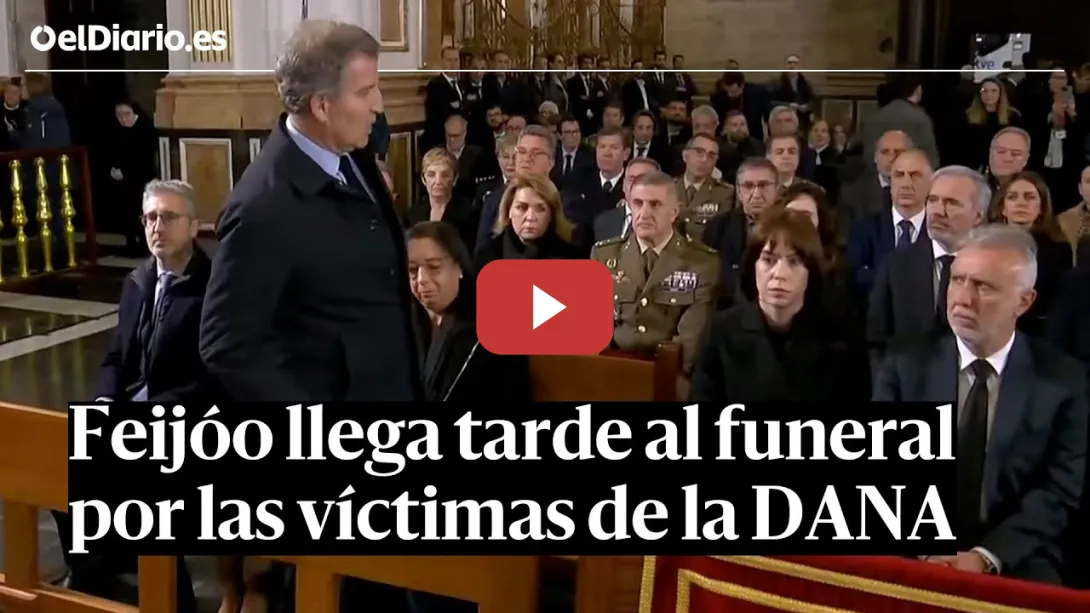 Embedded thumbnail for FEIJÓO LLEGA TARDE al funeral por las víctimas de la DANA en la catedral de València