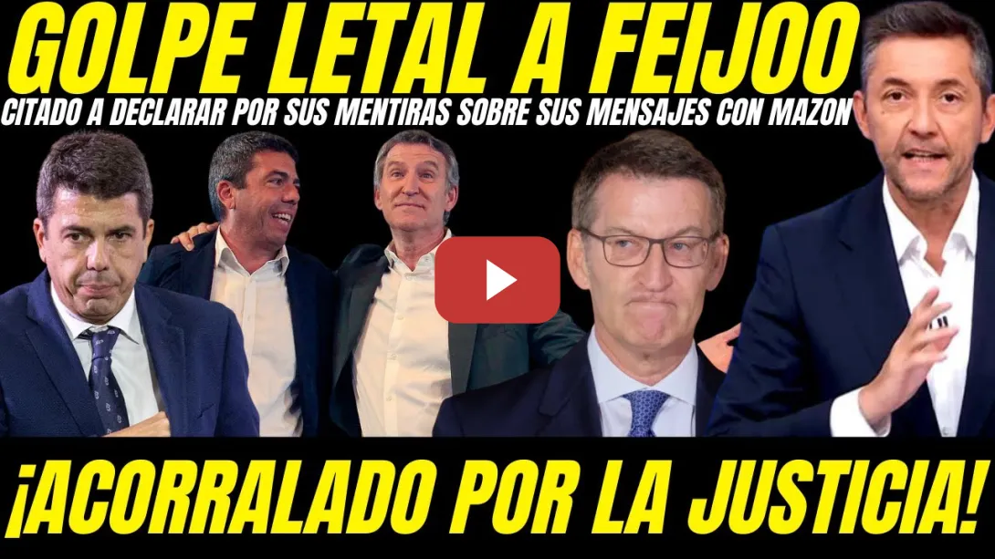 Embedded thumbnail for 😱 FEIJOO AL BORDE DE LA IMPUTACION: JUEZA CATAROJA LO CITA A DECLARAR POR ENCUBRIR A MAZON 
