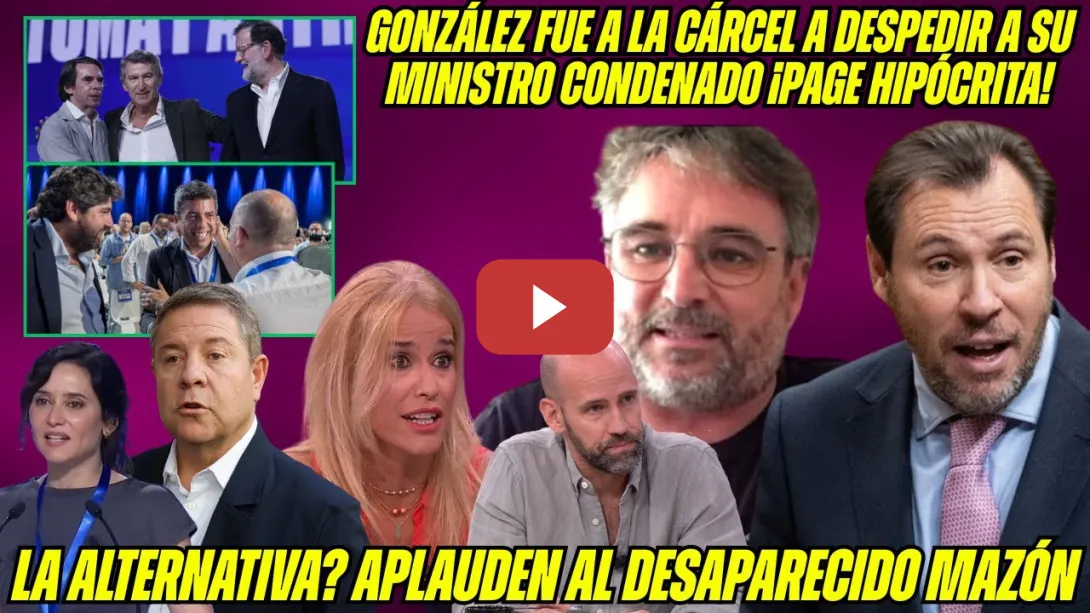 Embedded thumbnail for La MISERIA MORAL del PP ¡APLAUSOS MAZÓN, AZNAR, RAJOY, FEIJÓO, AYUSO! ¡ÉVOLE FULMINA! HIPÓCRITA PAGE