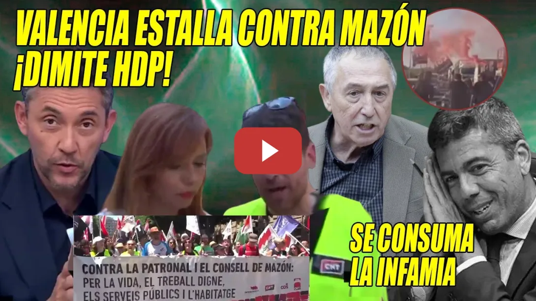 Embedded thumbnail for ¡Mazón HIJO de P* !💥Baldoví REVIENTA y Valencia SALE a la CALLE contra PP y VOX💥