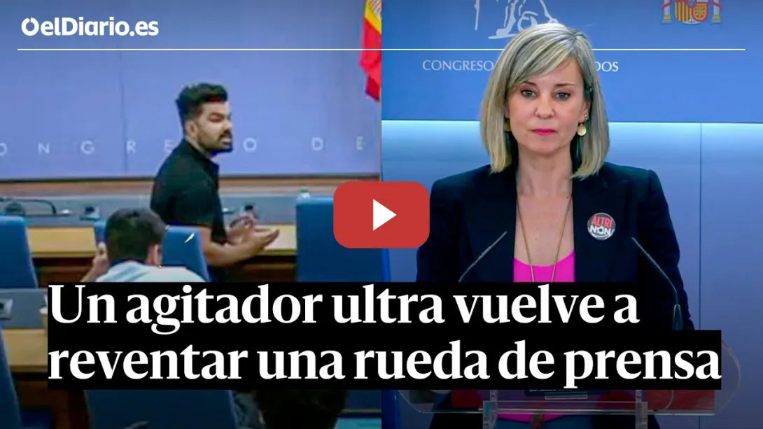 Embedded thumbnail for Un AGITADOR ULTRA revienta una rueda de prensa de SUMAR en el CONGRESO de los DIPUTADOS