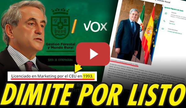 Embedded thumbnail for DIMITE EL CONSEJERO TRÁNSFUGA DE VOX EN EXTREMADURA EN UN NUEVO CASO DE TÍTULOS INVENTADOS