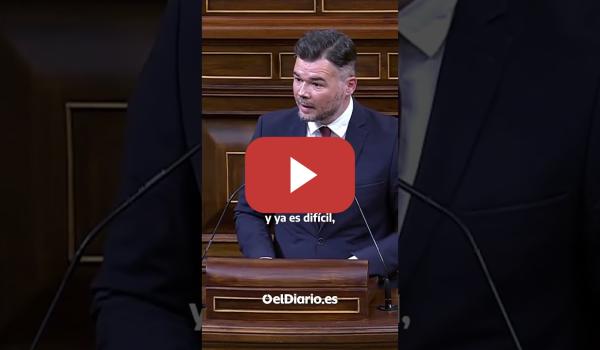 Embedded thumbnail for Rufián, a PP y Vox:"Estar en contra de bombardear escuelas no te hace de izquierdas, te hace humano"