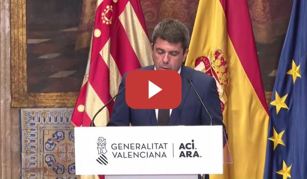 Embedded thumbnail for Declaración institucional de Carlos Mazón en el aniversario de la dana