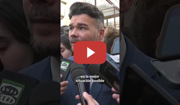 Embedded thumbnail for Rufián, tras reunirse en la Moncloa con Pedro Sánchez: “Hemos visto a una persona tocada”