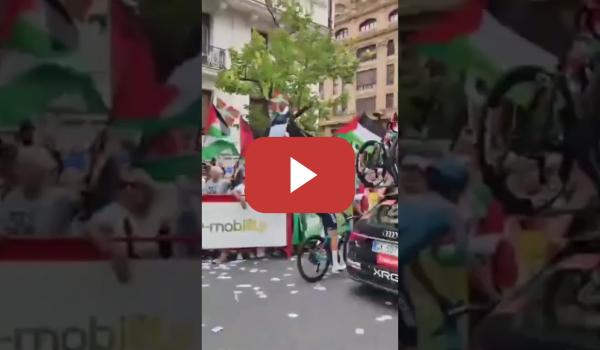 Embedded thumbnail for ORGULLO: activistas contra el genocidio paralizan la Vuelta en Bilbao para detener al equipo Israelí