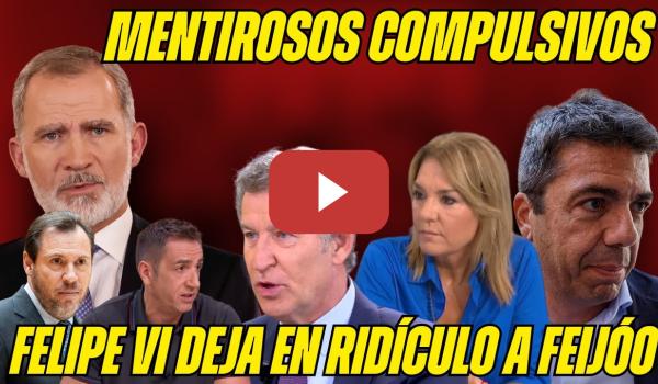 Embedded thumbnail for FELIPE VI DESAUTORIZA a FEIJÓO: ¡NO PUEDE ser MÁS TORPE! OTRA MENTIRA de MAZÓN y CAMARERO ¡PILLADA!