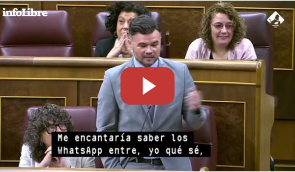 Embedded thumbnail for Rufián: &quot;Me encantaría saber los whatsapps entre Feijóo y Mazón&quot;