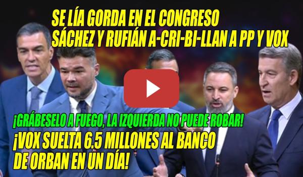 Embedded thumbnail for GRITOS, NUMERITO de Abascal  el DESAYUNOS y ZASCAS a Feijóo💢Rufián y Sánchez ALECCIONAN a la DERECHA