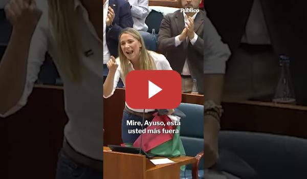 Embedded thumbnail for Mar Espinar (PSOE) muestra la bandera de Palestina ante Ayuso: &quot;Es la bandera que usted persigue&quot;