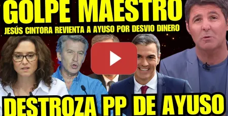 Embedded thumbnail for JESÚS CINTORA ANTICIPA EL FIN DE AYUSO “AROCA DESVELA DESVÍO FONDOS PÚBLICOS SANIDAD PARA RATAS”