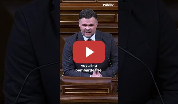 Embedded thumbnail for Rufián, al PP: "A un asesino y genocida como Netanyahu no voy a ir a bombardearle. Soy un demócrata"