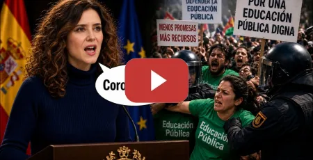 Embedded thumbnail for AYUSO LLAMA CORO ROCIERO A LOS PROFESORES EN HUELGA MIENTRAS LA POLICÍA CARGA CONTRA ELLOS.